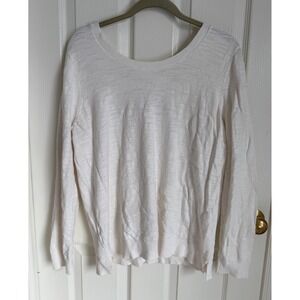 LOFT Cream Knit Long Sleeve Scoop Neck‎ Sweater Top XL